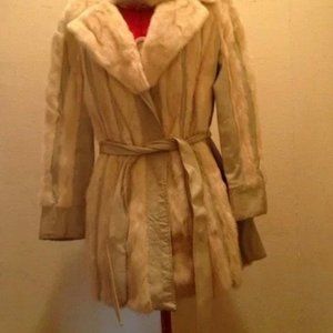 Vintage Genuine White Mink Fur & Leather Stroller